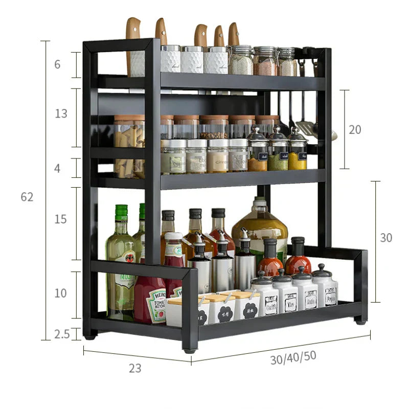 Étagères à épices T1, 2/3 couches, rangement de cuisine, étagère d'assaisonnement, condiments, couteau, porte-planche à découper, égouttoir, accessoires de rangement
