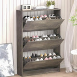 Armoire à chaussures en bois cachée, armoire à chaussures autoportante, armoire de rangement à chaussures blanche, armoire d'entrée et de couloir, 3 fermetures à rabat