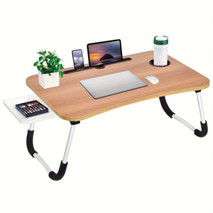 Table de lit pliable pour ordinateur portable, avec porte-gobelet, tiroir, support de tablette, plateau de lit pour ordinateur portable, pieds pliables