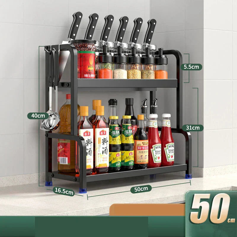 Étagères à épices T1, 2/3 couches, rangement de cuisine, étagère d'assaisonnement, condiments, couteau, porte-planche à découper, égouttoir, accessoires de rangement