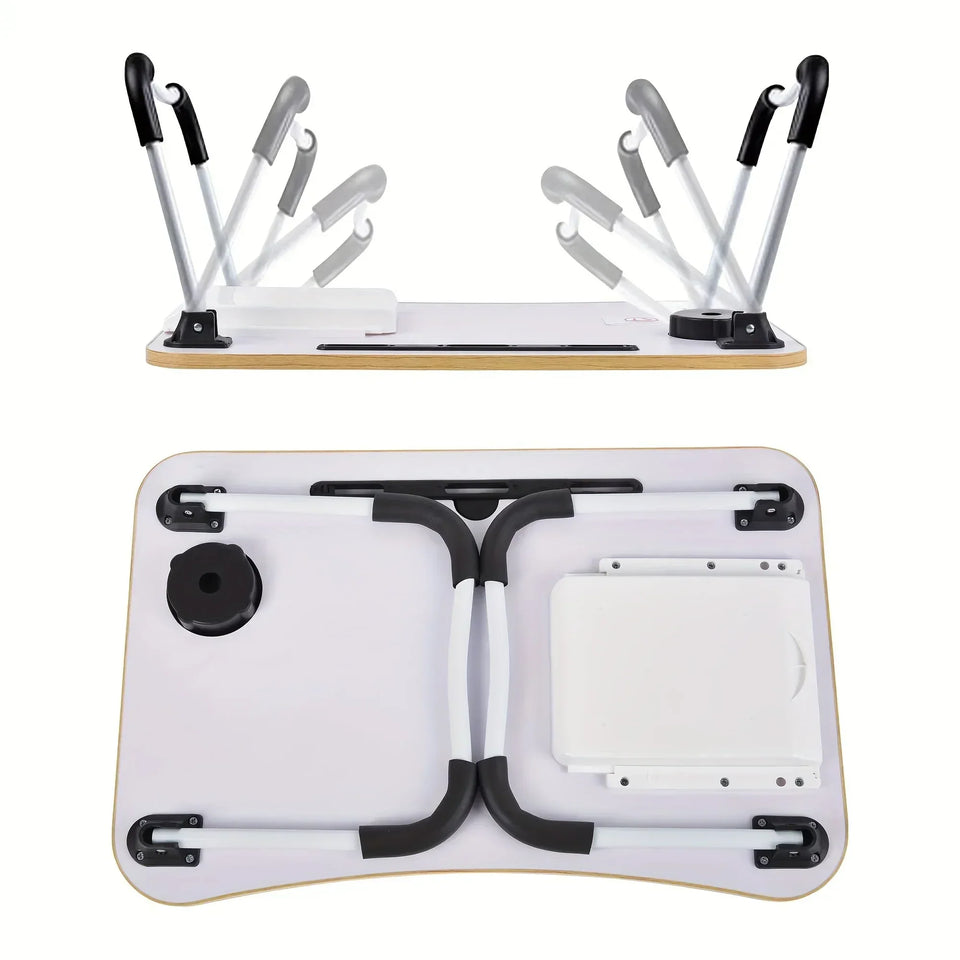 Table de lit pliable pour ordinateur portable, avec porte-gobelet, tiroir, support de tablette, plateau de lit pour ordinateur portable, pieds pliables