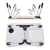 Table de lit pliable pour ordinateur portable, avec porte-gobelet, tiroir, support de tablette, plateau de lit pour ordinateur portable, pieds pliables