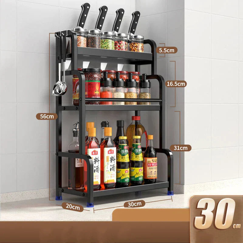 Étagères à épices T1, 2/3 couches, rangement de cuisine, étagère d'assaisonnement, condiments, couteau, porte-planche à découper, égouttoir, accessoires de rangement