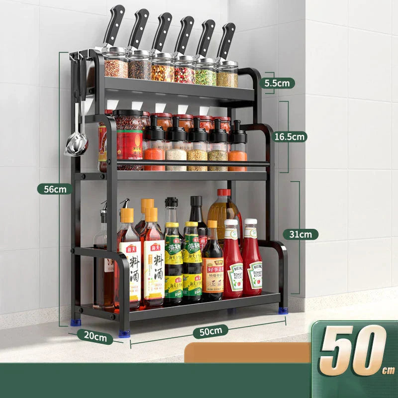 Étagères à épices T1, 2/3 couches, rangement de cuisine, étagère d'assaisonnement, condiments, couteau, porte-planche à découper, égouttoir, accessoires de rangement