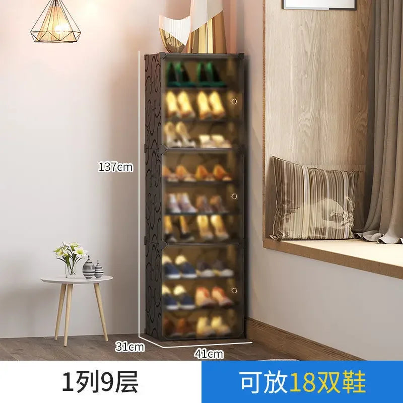 Armoire de rangement pour chaussures domestique T1, étagère multicouche durable, entrée dans la porte contre le mur, meuble de bain