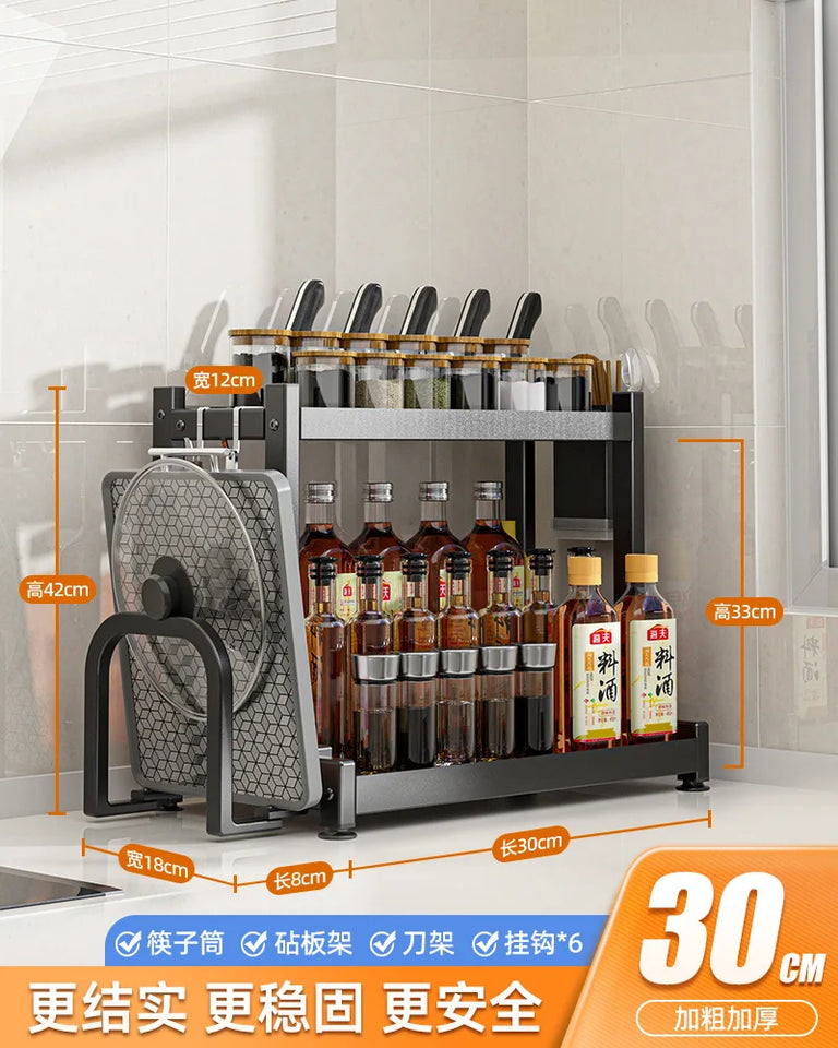 Étagères à épices T1, 2/3 couches, rangement de cuisine, étagère d'assaisonnement, condiments, couteau, porte-planche à découper, égouttoir, accessoires de rangement