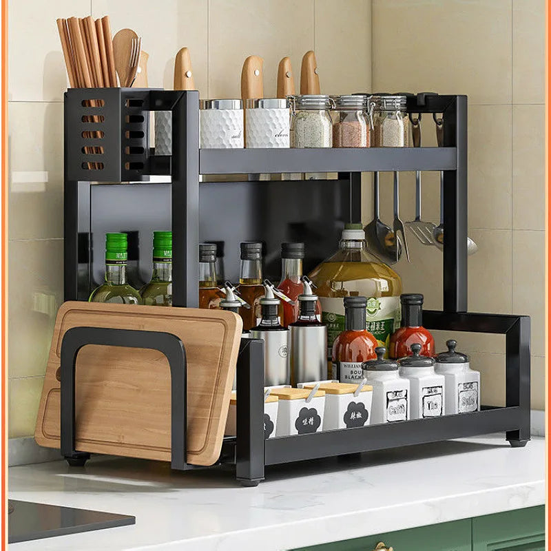 Étagères à épices T1, 2/3 couches, rangement de cuisine, étagère d'assaisonnement, condiments, couteau, porte-planche à découper, égouttoir, accessoires de rangement