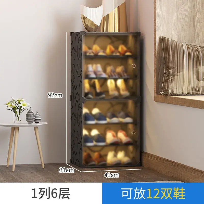 Armoire de rangement pour chaussures domestique T1, étagère multicouche durable, entrée dans la porte contre le mur, meuble de bain