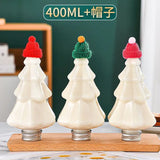 Sapin de Noël en plastique HI avec couvercle, chapeau créatif, écharpe, décor, clics transparents, récipient à boissons, café, jus, 400ml, 10 pièces