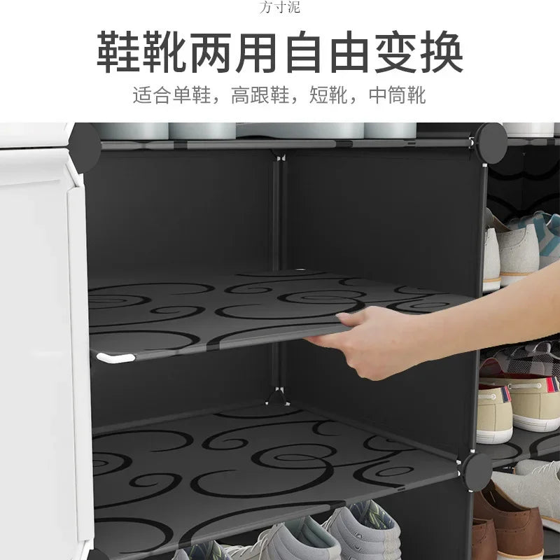 Armoire de rangement pour chaussures domestique T1, étagère multicouche durable, entrée dans la porte contre le mur, meuble de bain