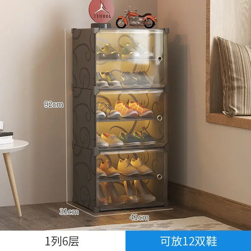 Armoire de rangement pour chaussures domestique T1, étagère multicouche durable, entrée dans la porte contre le mur, meuble de bain