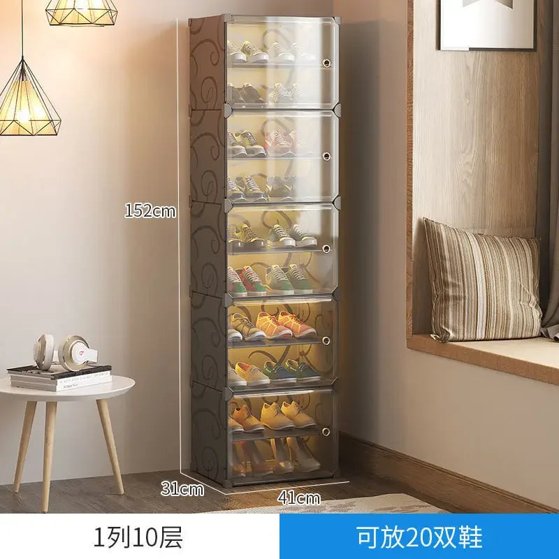 Armoire de rangement pour chaussures domestique T1, étagère multicouche durable, entrée dans la porte contre le mur, meuble de bain